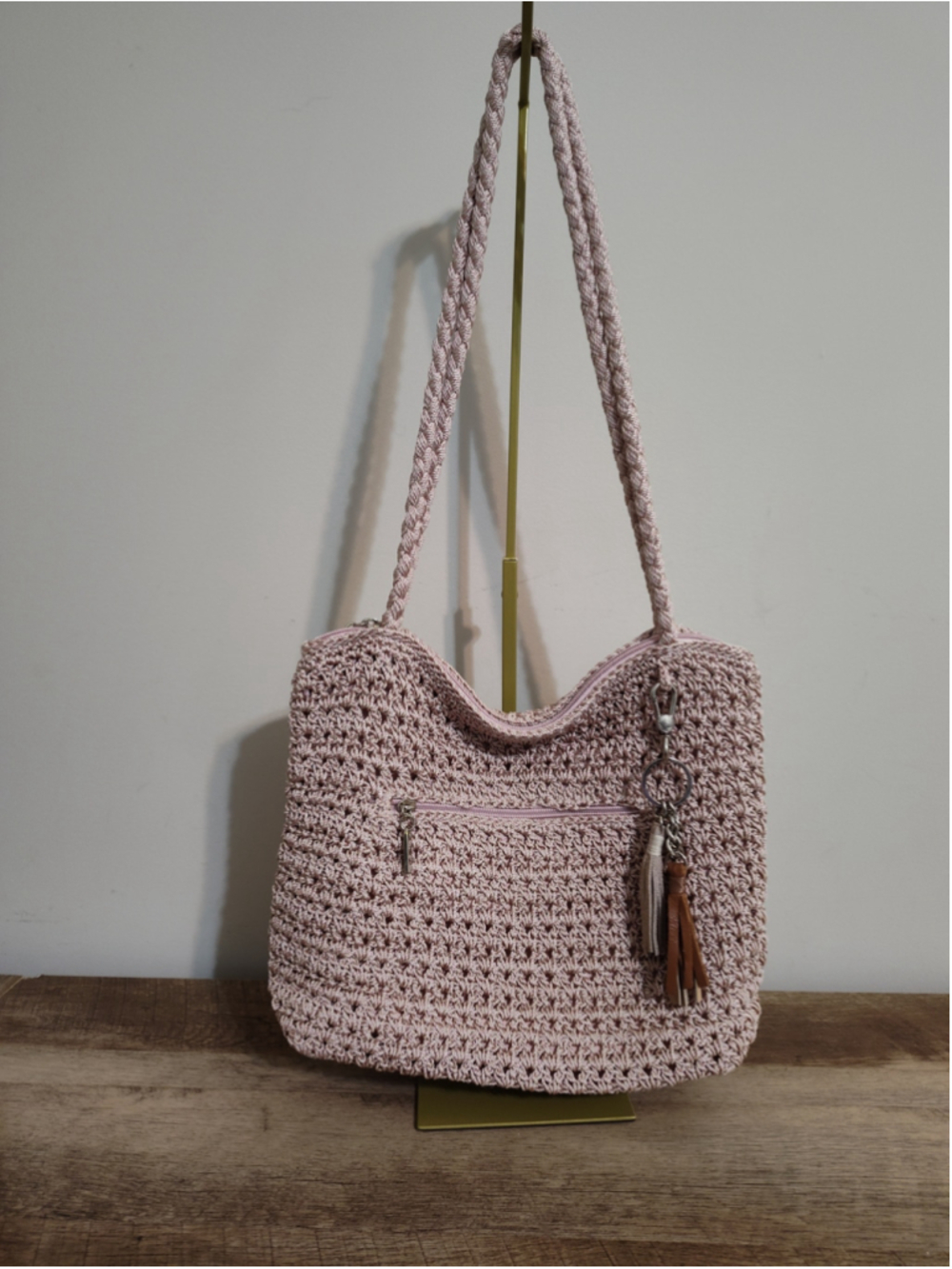 Women's The Sak Crochet Shoulder Bag One Size Pink Brown